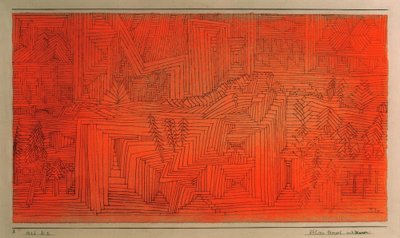 Templo de pedra com abetos de Paul Klee